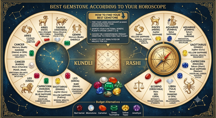 Best Gemstone According To Your Horoscope And Birth Chart Complete Vedic Astrology Guide